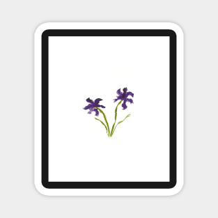 Purple Flowers on White Magnet