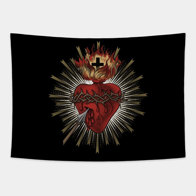 Sacred Heart of Jesus Christ Tapestry by Beltschazar