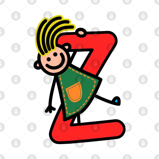 Letter Z for girls alphabet Kids Colorful Cartoon Character by funwithletters