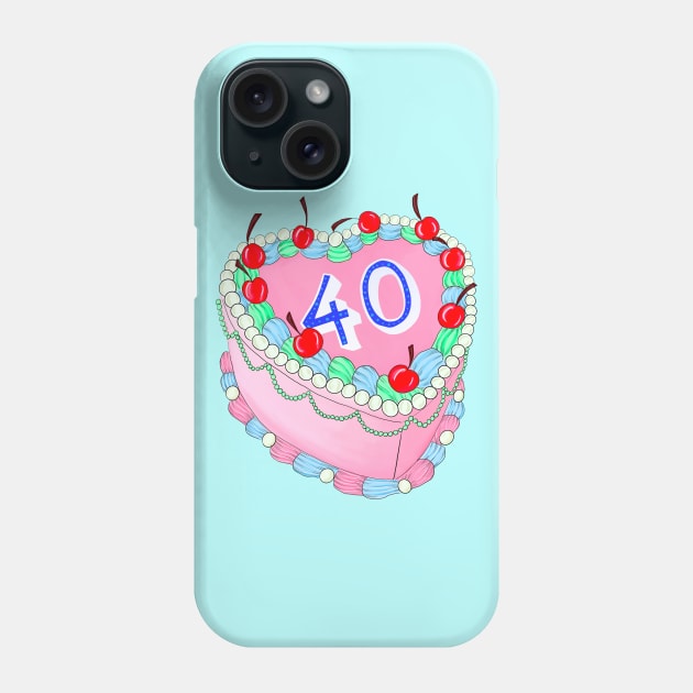 40th Birthday cake Phone Case by Poppy and Mabel