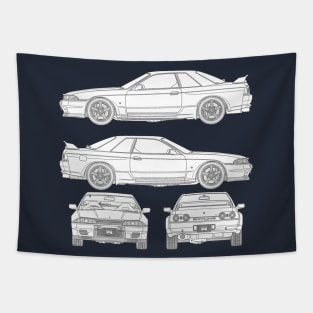 R32 GTR Blueprint Tapestry