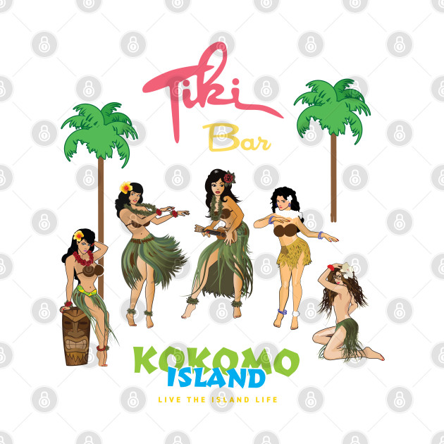 Tiki Bar Kokomo Hula Dancers Hawaii Hula Girl by PauHanaDesign