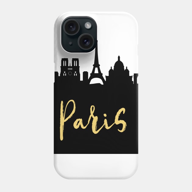 PARIS FRANCE DESIGNER SILHOUETTE SKYLINE ART Phone Case by deificusArt