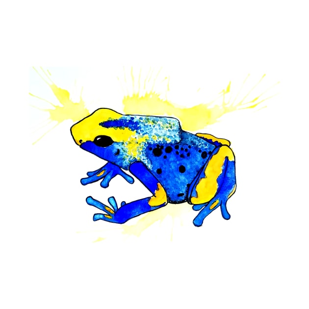 Dendrobates Tinctorius "Tumucumaque" Dart Frog Watercolor by Gyngr-art