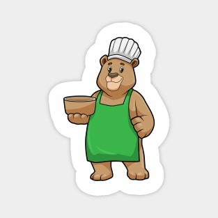 Bear as Cook with Cooking apron & Wooden bowl Magnet