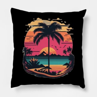 Retro Miami Beach Vibes: Photorealistic Masterpiece Design Pillow