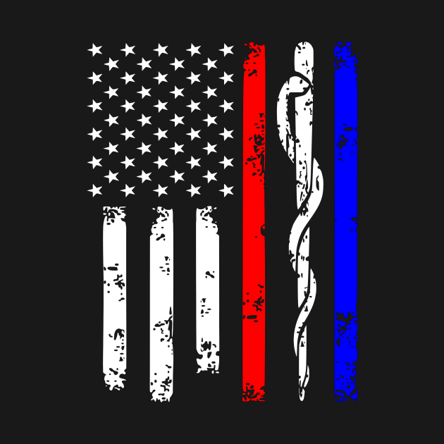 Police & Firefighter & EMT Flag by TeeParty