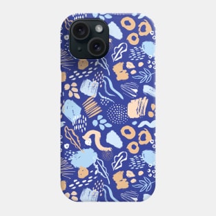 Yellow blue indigo abstract colorful pattern face mask strokes artistic paint Phone Case