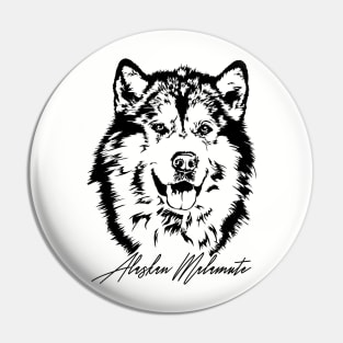 Alaskan Malamute sleddog dog portrait Pin