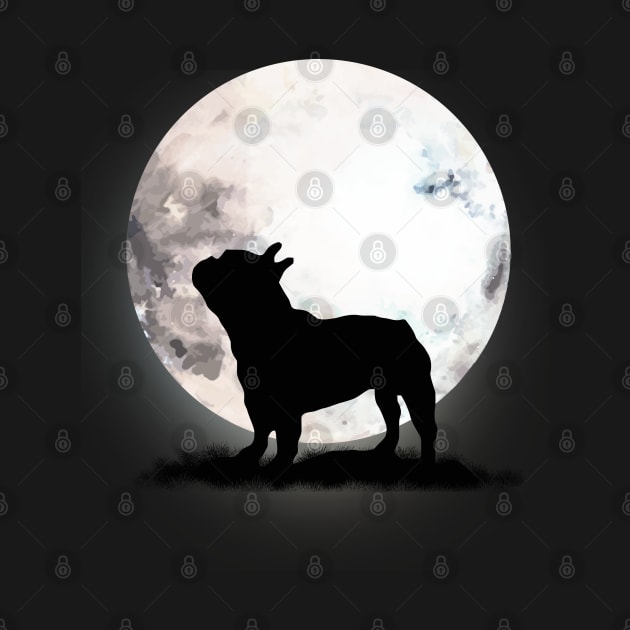 French Bulldog Dog Frenchie Bulldog and moon by Collagedream