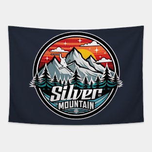 Retro Silver Mountain Ski Tapestry