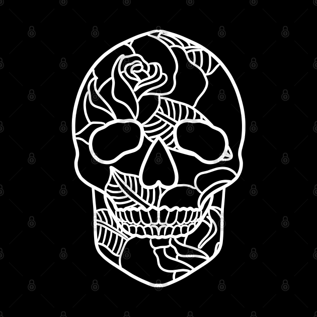 White Roses Skull by GreenBeetleWorks