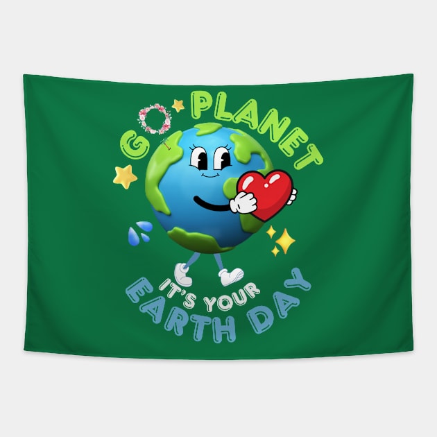 Go Planet Its Your Earth Day Kids Tapestry by TreSiameseTee