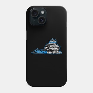 Alexandria Virginia cute map Virginia Beach, Chesapeake, Norfolk, Richmond, Arlington, Newport News, Alexandria, Hampton, Roanoke, Suffolk, Reston Phone Case