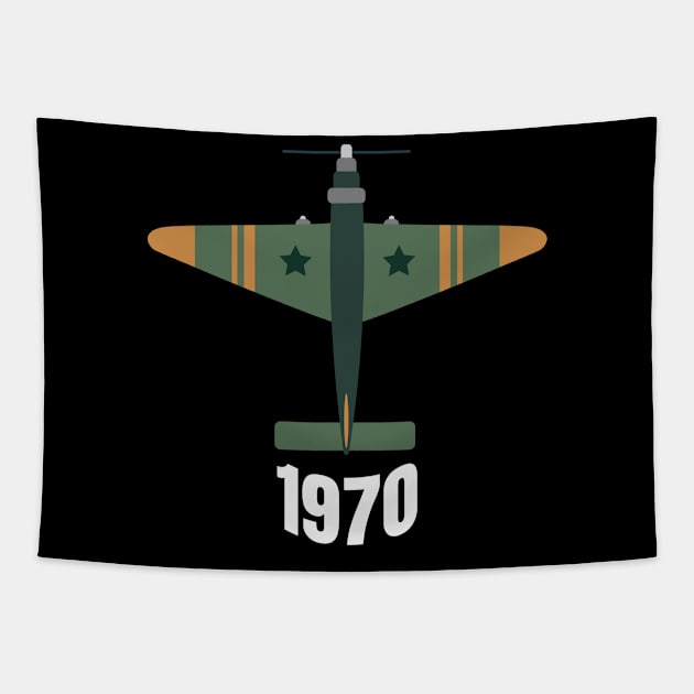 70S RETRO  vintage Airplane p51 Tapestry by Midoart