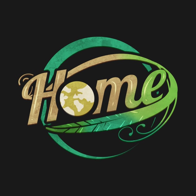 Planet Earth Logo Home surrounded by plants for Earth Day by SinBle