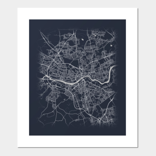 Minimal Newcastle United Kingdom Uk Newcastle Upon Tyne City Map Newcastle Affiche Et Impression D Art Teepublic Fr