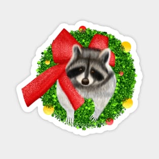 Xmas Raccoon Magnet