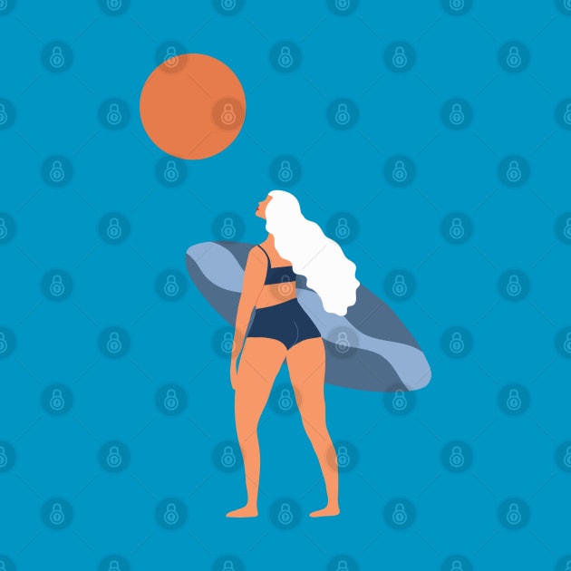 Woman with a surfboard by grafart