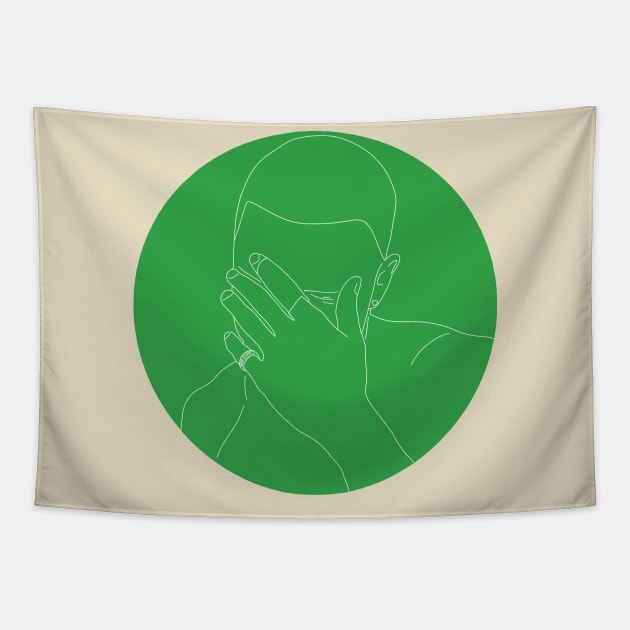 Frank Ocean Green Circle Minimalist Line Tapestry by Hevding