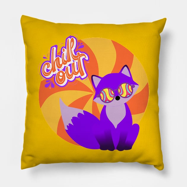 Groovy Kawaii Fox Pillow by Vollkunst