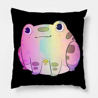 Chibi Frog Sitting - Pastel Colors Pillow