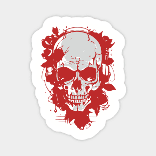 skull with roses Magnet