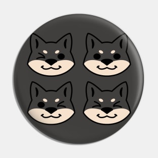 4 Shibas (Black and tan) Pin