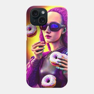 surreal donut goddess with sunglasses and psychedelic pink hair steampunk style Phone Case