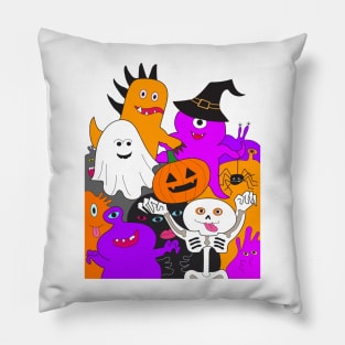 Halloween ghost monster party. Animation cartoon drawing. Pillow