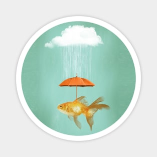 Under a Cloud - Cloud, Rain Umbrella Goldfish Magnet