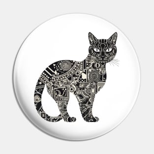 Cat Silhouette Filled With Intricate Geometric Patterns Pin