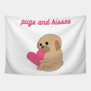 Pugs and Kisses pet design Tapestry