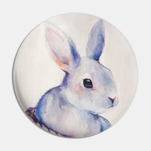 White watercolor rabbit. Pin