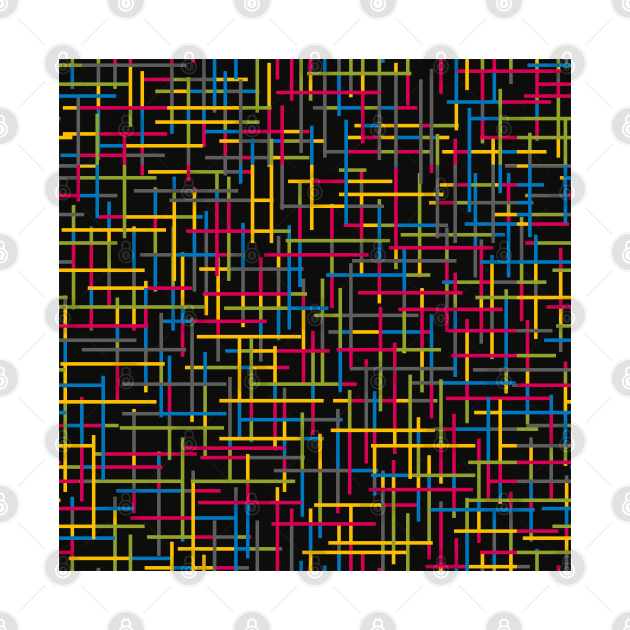 Colourful Intersecting Lines Pattern (Black) by John Uttley