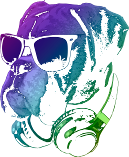 DJ Boxer Dog In Neon Lights Magnet