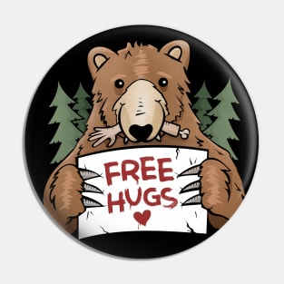 Free Hugs Bear Pin