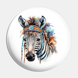 Watercolor Boho Zebra #2 Pin