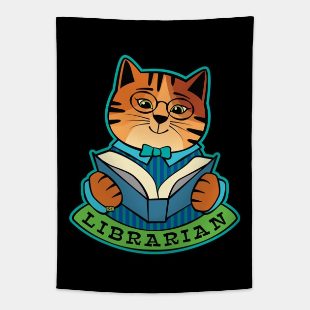 Librarian Cat Tapestry by Sue Cervenka