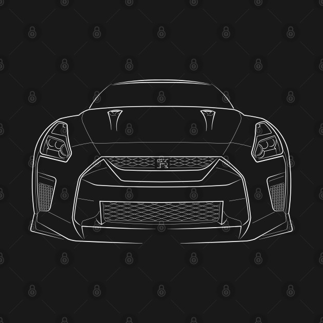 Front/profile - Nissan GT-R - stencil, white by mal_photography