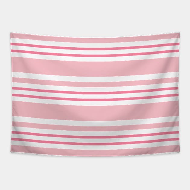 Pink horizontal stripes Tapestry by kallyfactory