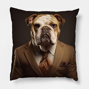 Bulldog Dog in Suit Pillow