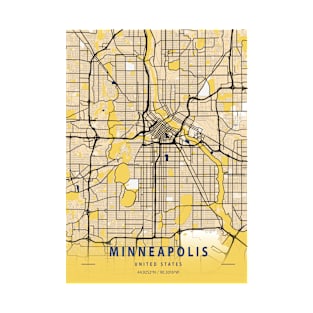 Minneapolis - United States Yellow City Map T-Shirt