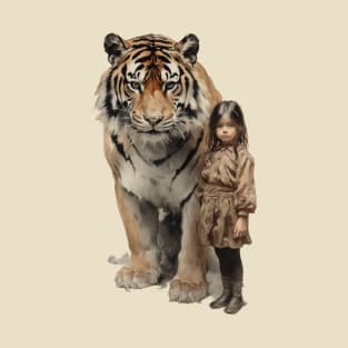 Girl and tiger. Girl with a tiger. T-Shirt