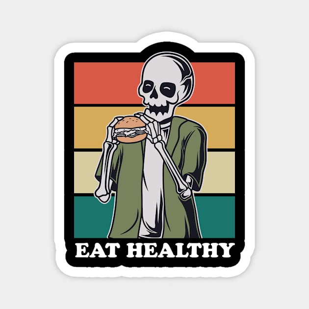 Eat Healthy | Burger Skeleton Magnet by Denotation