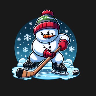 Snowman Ice Hockey - Winter Puck Wizard T-Shirt
