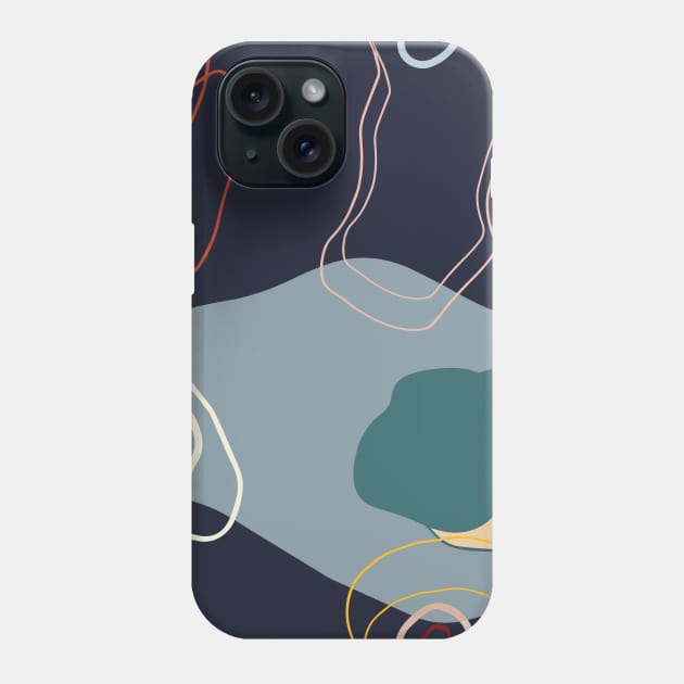 Abstract Shapes Dark Blue Shades Phone Case by FoxParadox