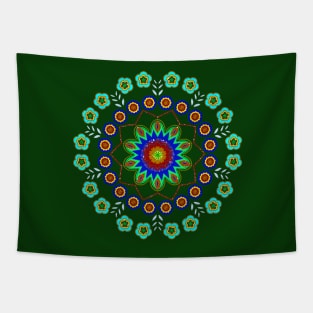 Ornate Floral Mandala Tapestry