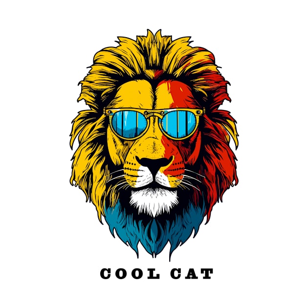 Cool Lion's Head | Unisex Fun Shirt In Retro Design by Indigo Lake