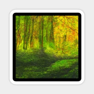 Artificial Intelligence  Green Nature Art- Nature Colored Art - AI Watercolor Magnet